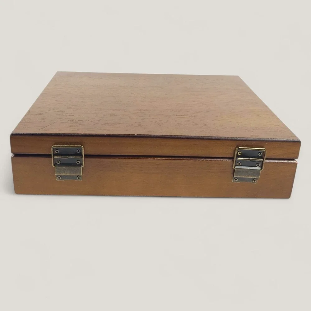 Wooden Valet Box Chess Piece Storage Case Jewelry Keepsake Memory Organizer 12
